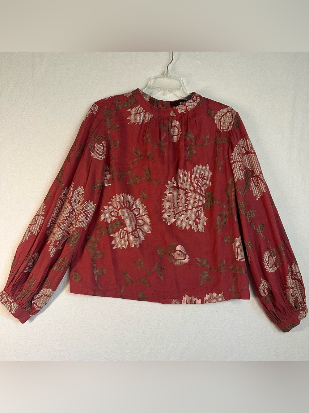 Payal Pratap Anthropology Rhododendron Floral Embroidery Peasant Blouse Top Sz 8